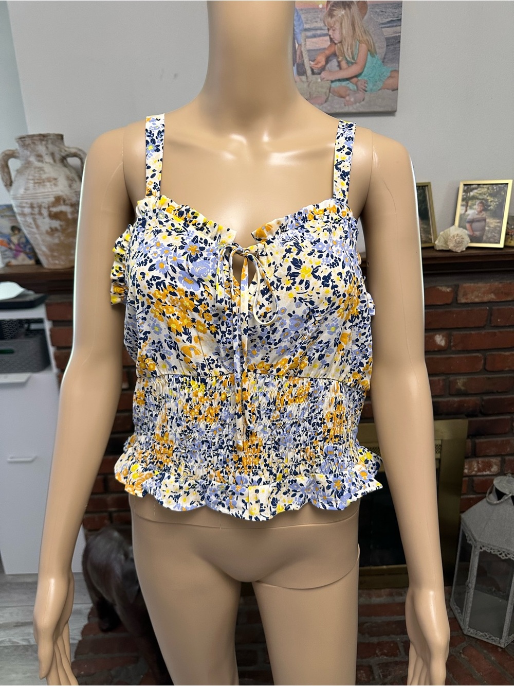 Sienna Sky Yellow & Blue Floral Smocked Camisole